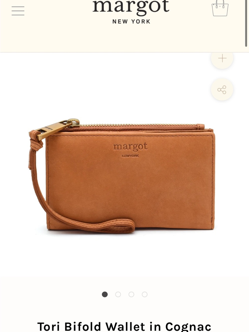 margot Cognac Bifold Wallet - no wrist strap